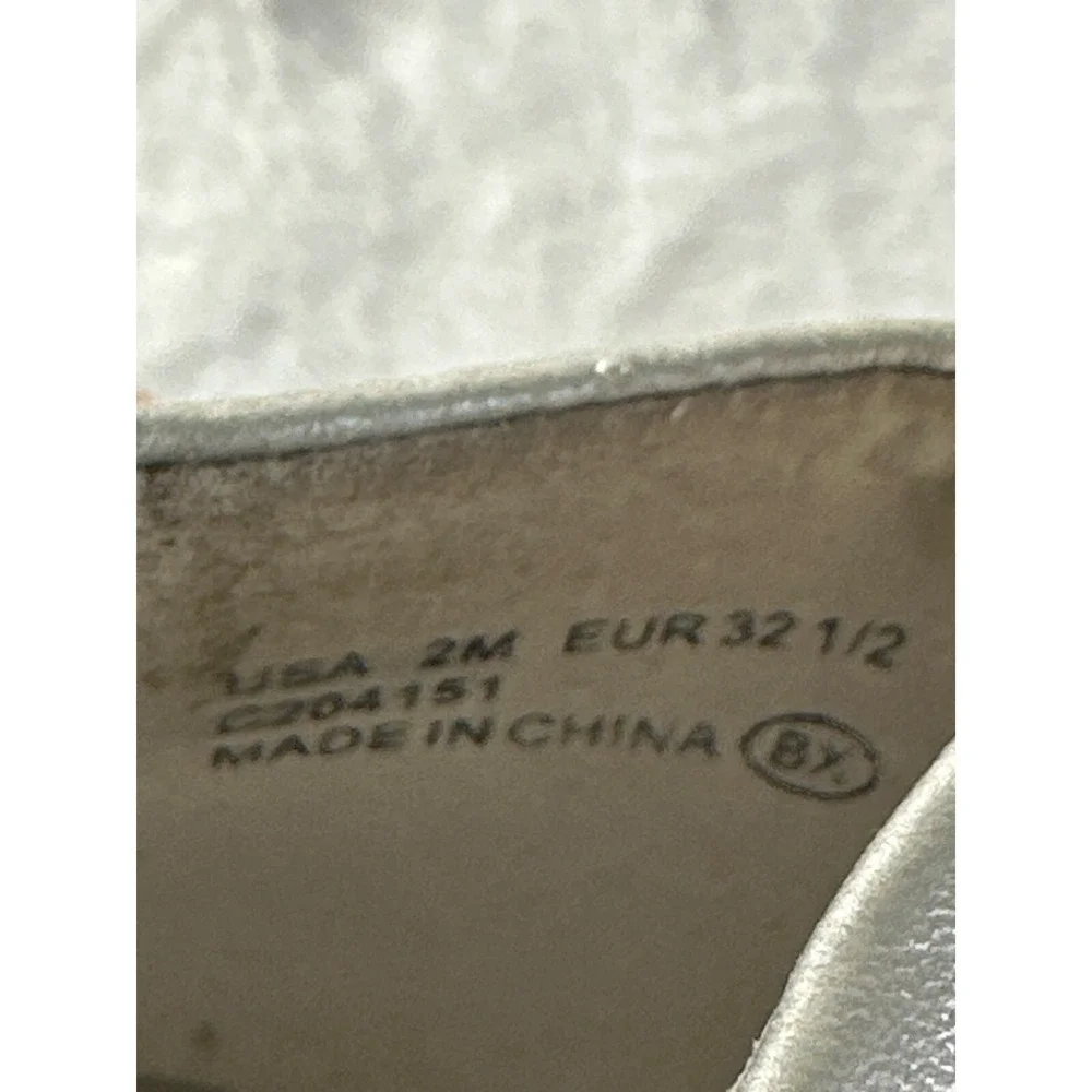 Nina Shoe Girls 2 Nataly Silver Nappa Leather Ballet Flat Dressy Metalic Pearl